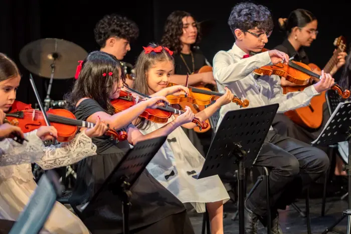 The Junior Orchestra&rsquo;s violin section